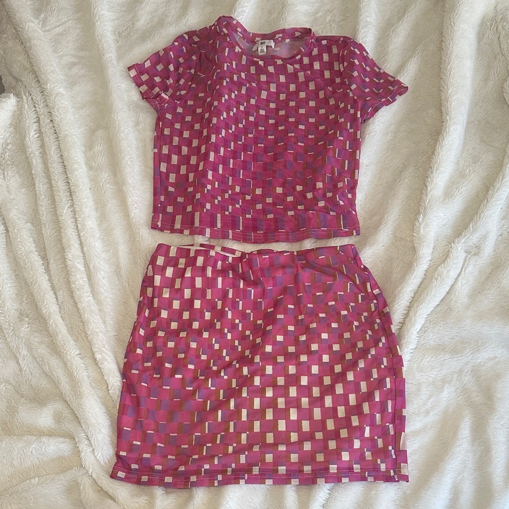 Nordstrom / BP Pink and White Checkered Two-Piece Set